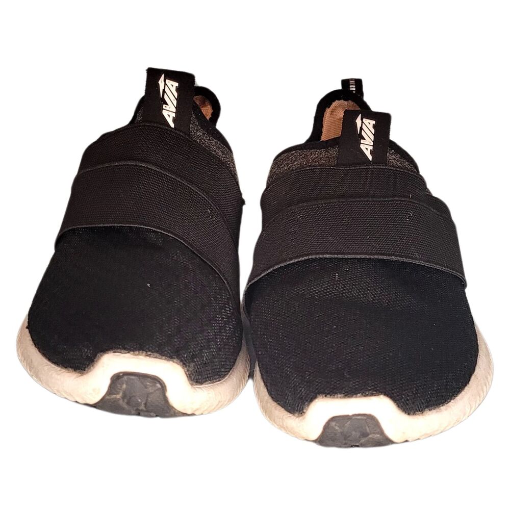 AVIA Black & Gray Fabric Upper Slip On Sneakers Women's Size 6 Memory Foam